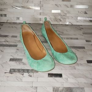 J. Crew Anya Teal Suede Ballet Flats